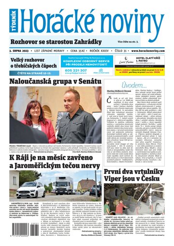 Obálka e-magazínu Horácké Noviny 31/2023