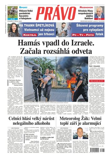 Obálka e-magazínu Deník Právo 9.10.2023