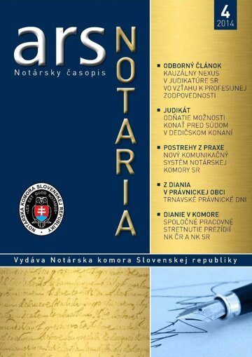 Obálka e-magazínu ARS NOTARIA 4/2014
