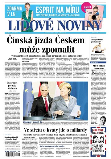 Obálka e-magazínu Lidové noviny 16.9.2015