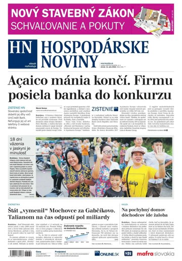 Obálka e-magazínu Hospodárske noviny 11.7.2018