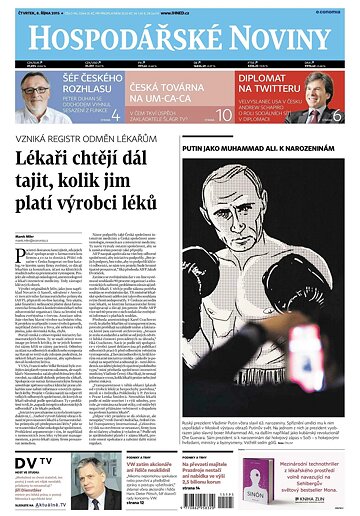 Obálka e-magazínu Hospodářské noviny 195 - 8.10.2015