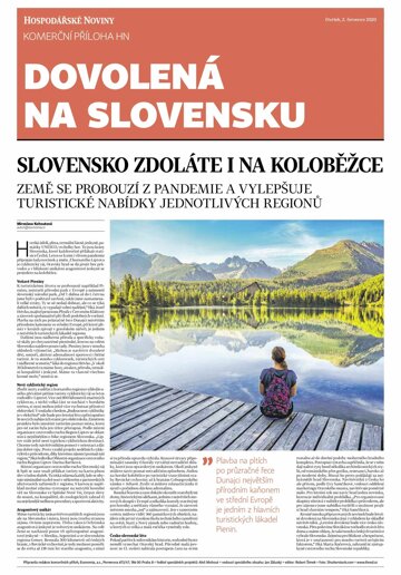 Obálka e-magazínu Hospodářské noviny - příloha 127 - 2.7.2020 Dovolená na Slovensku