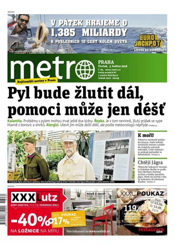 Obálka e-magazínu deník METRO 3.5.2018