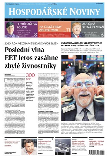 Obálka e-magazínu Hospodářské noviny 001 - 2.1.2020