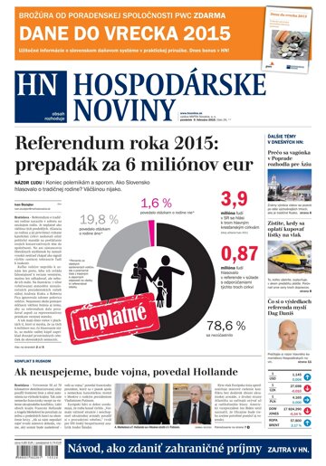 Obálka e-magazínu Hospodárske noviny 09.02.2015