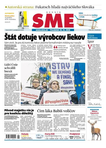 Obálka e-magazínu SME 26.11.2018