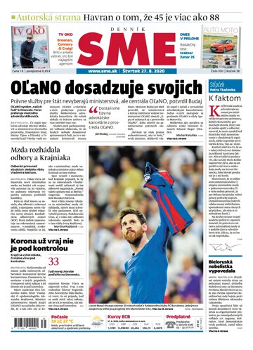 Obálka e-magazínu SME 27.8.2020