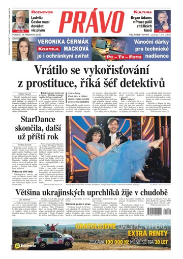 Obálka e-magazínu Deník Právo 18.12.2023