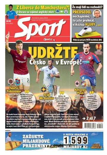 Obálka e-magazínu Sport 8.8.2019