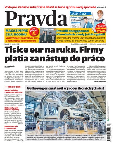 Obálka e-magazínu Pravda 23. 10. 2025