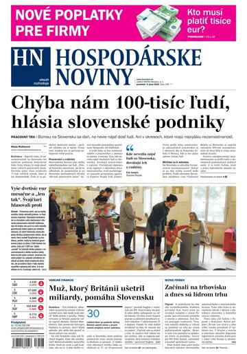 Obálka e-magazínu Hospodárske noviny 06.06.2016