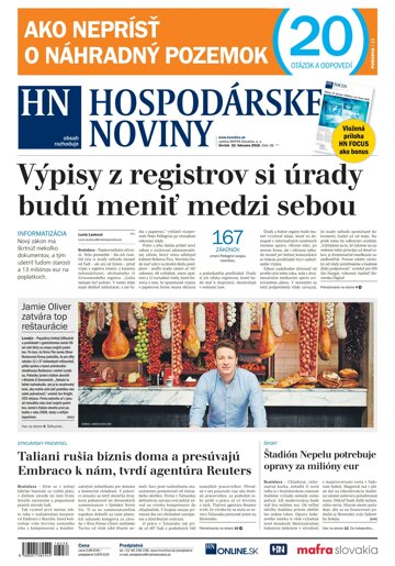 Obálka e-magazínu Hospodárske noviny 22.02.2018