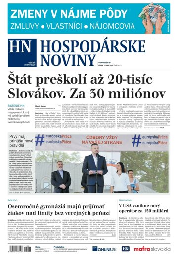 Obálka e-magazínu Hospodárske noviny 02.05.2018