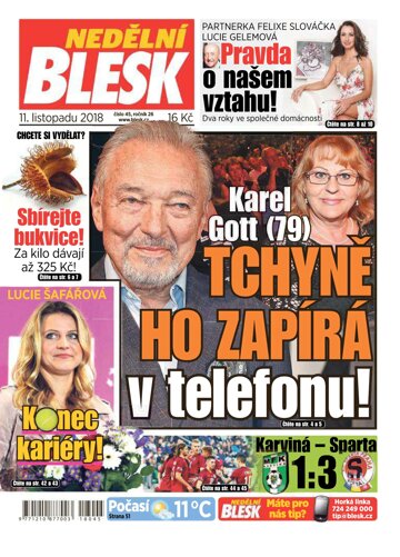 Obálka e-magazínu Nedělní Blesk 11.11.2018