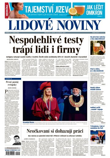 Obálka e-magazínu Lidové noviny 19.1.2022