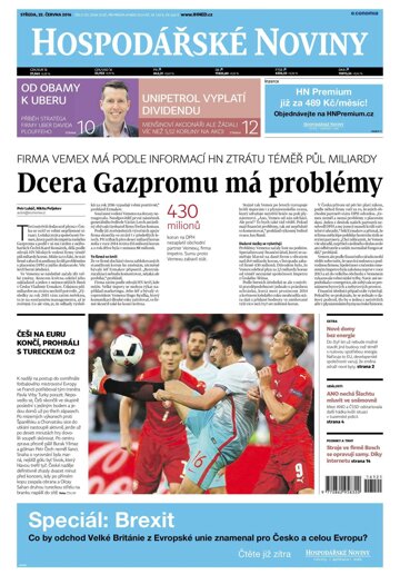 Obálka e-magazínu Hospodářské noviny 121 - 22.6.2016