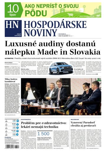 Obálka e-magazínu Hospodárske noviny 14.04.2017