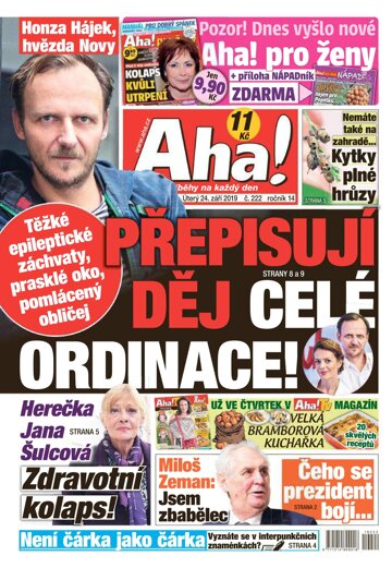 Obálka e-magazínu AHA! 24.9.2019