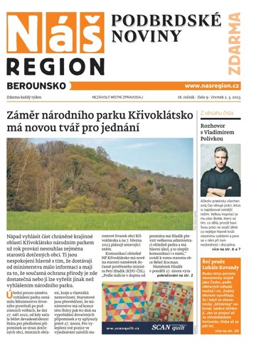 Obálka e-magazínu Náš Region - Berounsko 9/2023
