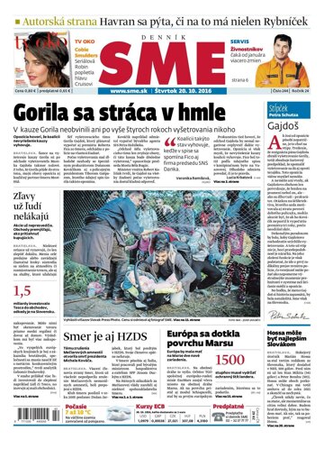 Obálka e-magazínu SME 20.10.2016