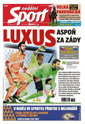 Obálka e-magazínu Nedělní Sport 8.10.2017