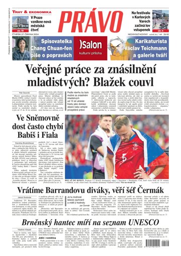Obálka e-magazínu Deník Právo 27.6.2024