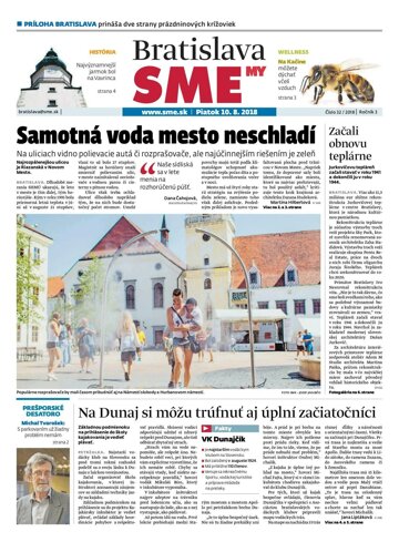 Obálka e-magazínu SME MY Bratislava 10.8.2018