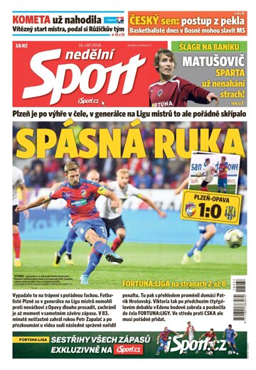 Obálka e-magazínu Nedělní Sport 16.9.2018