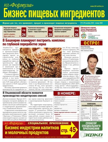 Obálka e-magazínu Бизнес пищевых ингрдеиентов 6-2019