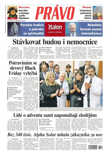 Obálka e-magazínu Deník Právo 23.11.2023