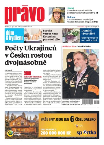 Obálka e-magazínu Deník Právo 22.10.2025