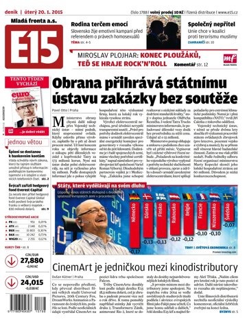 Obálka e-magazínu E15 20.1.2015