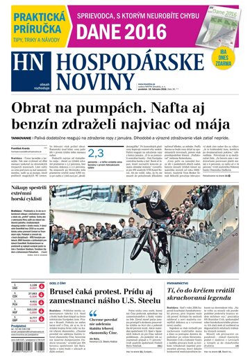 Obálka e-magazínu Hospodárske noviny 15.02.2016