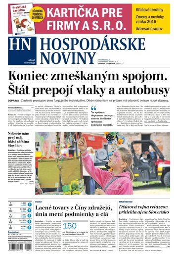 Obálka e-magazínu Hospodárske noviny 02.05.2016