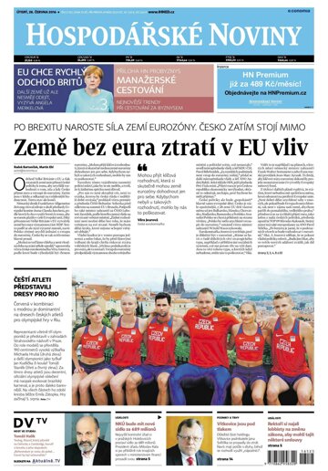 Obálka e-magazínu Hospodářské noviny 125 - 28.6.2016