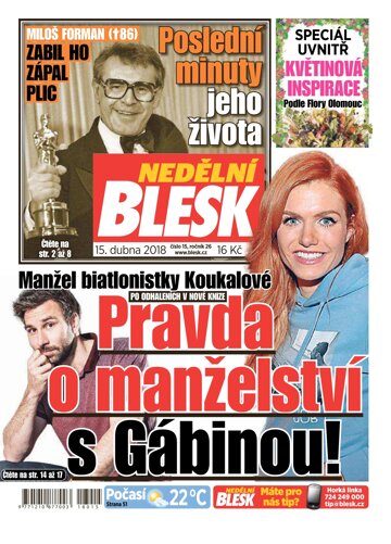 Obálka e-magazínu Nedělní Blesk 15.4.2018