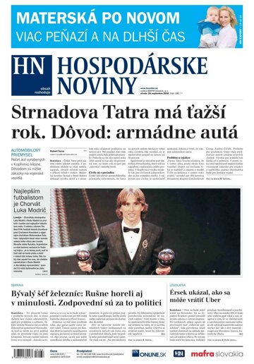 Obálka e-magazínu Hospodárske noviny 26.09.2018