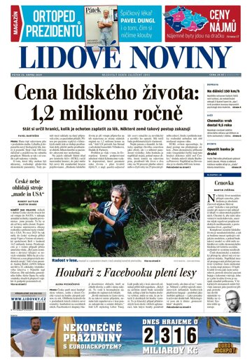 Obálka e-magazínu Lidové noviny 23.8.2019