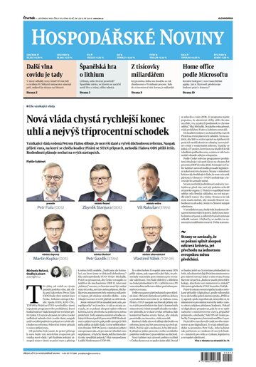 Obálka e-magazínu Hospodářské noviny 213 - 4.11.2021