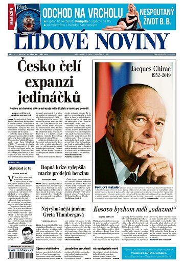 Obálka e-magazínu Lidové noviny 27.9.2019