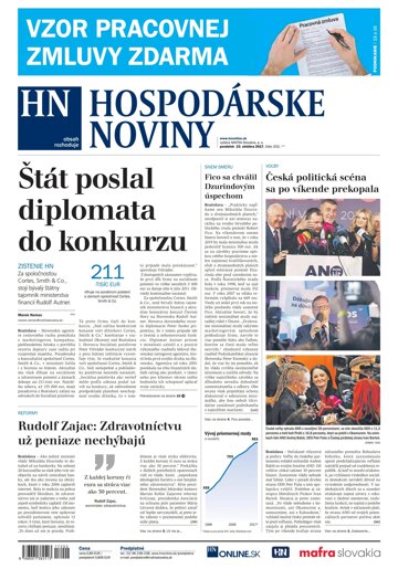 Obálka e-magazínu Hospodárske noviny 23.10.2017