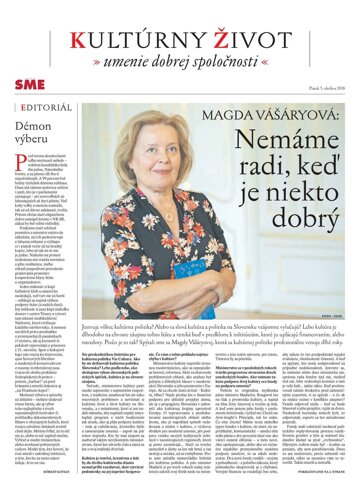 Obálka e-magazínu SME Kultúrny život 5/10/2018
