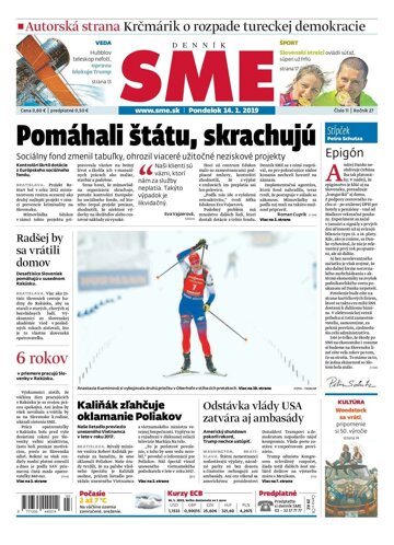 Obálka e-magazínu SME 14.1.2019