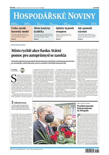 Obálka e-magazínu Hospodářské noviny 222 - 18.11.2021