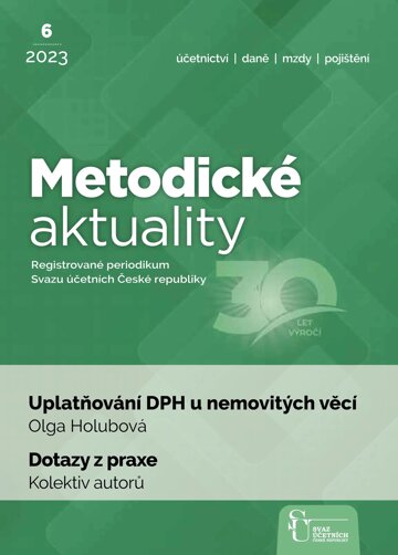 Obálka e-magazínu Metodické aktuality Svazu účetních 6/2023
