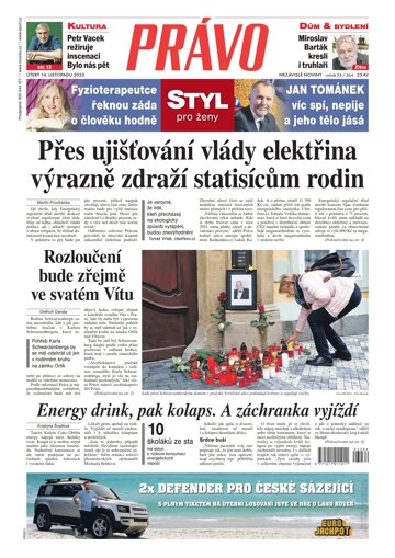 Obálka e-magazínu Deník Právo 14.11.2023