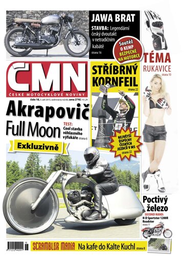 Obálka e-magazínu ČESKÉ MOTOCYKLOVÉ NOVINY 18/2015