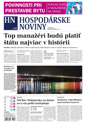 Obálka e-magazínu Hospodárske noviny 10.10.2016