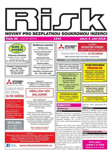 Obálka e-magazínu Risk 66/2018